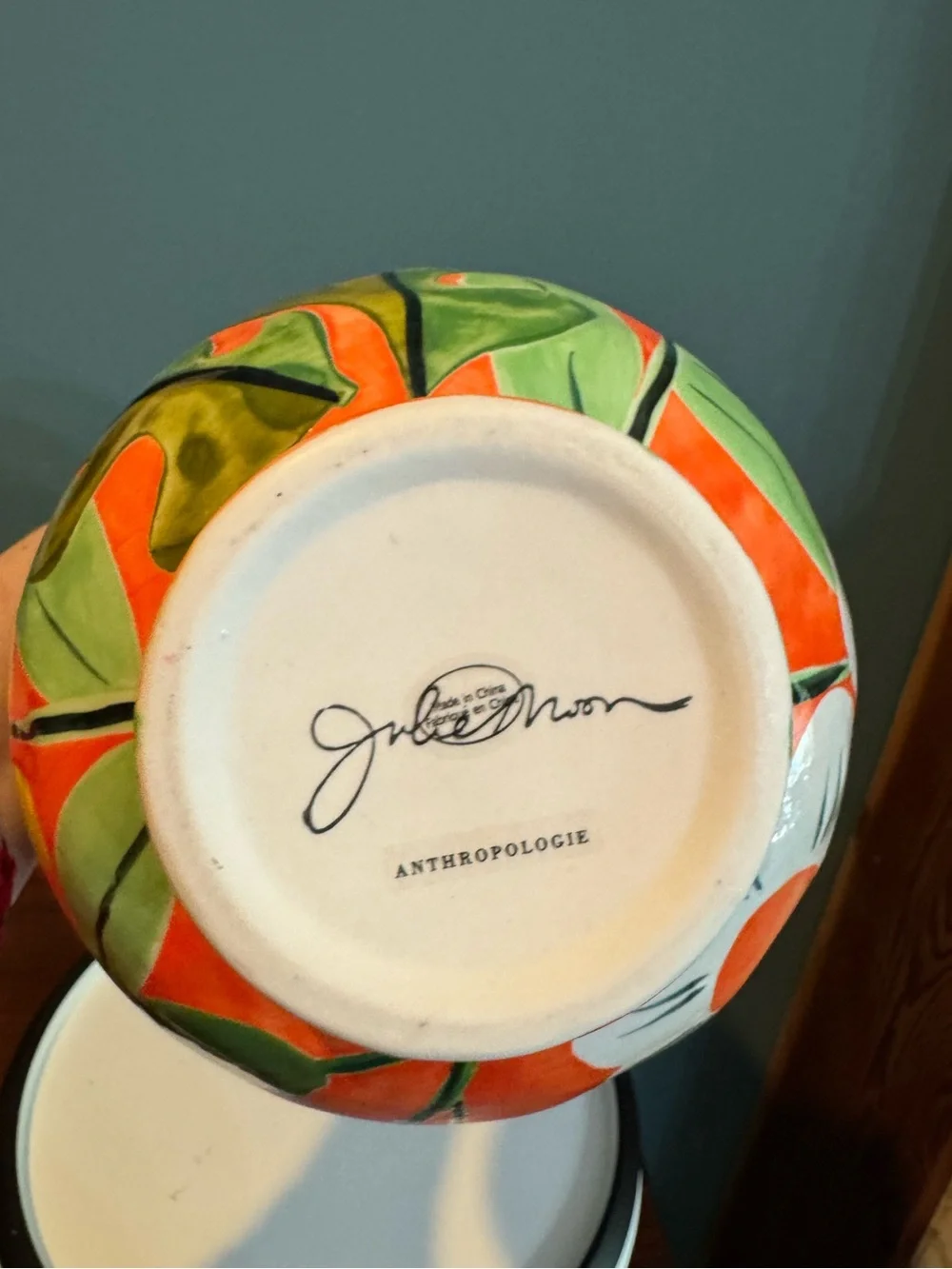Anthropologie Julie Moon Orange Floral Vase